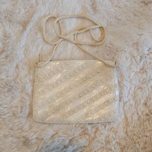 Elegant Cream Beaded Women's Bag